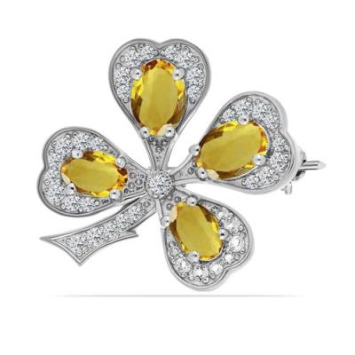 BUY BROOCH WITH NATURAL CITRINE GEMSTONE IN 925 SILVER